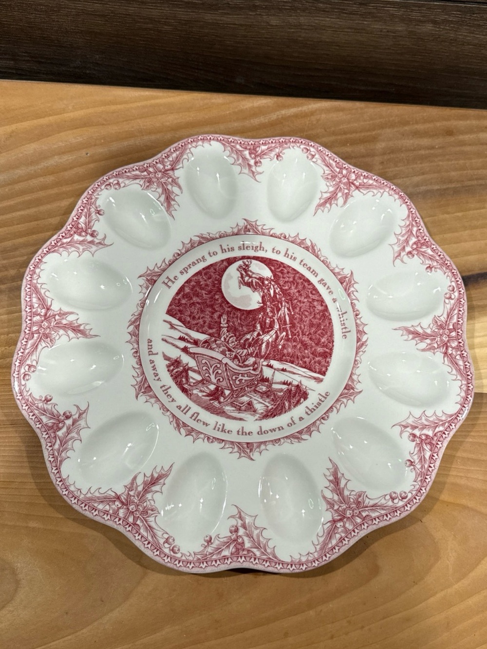 Red and White Decorative Egg Serving Plate - Classic Porcelain